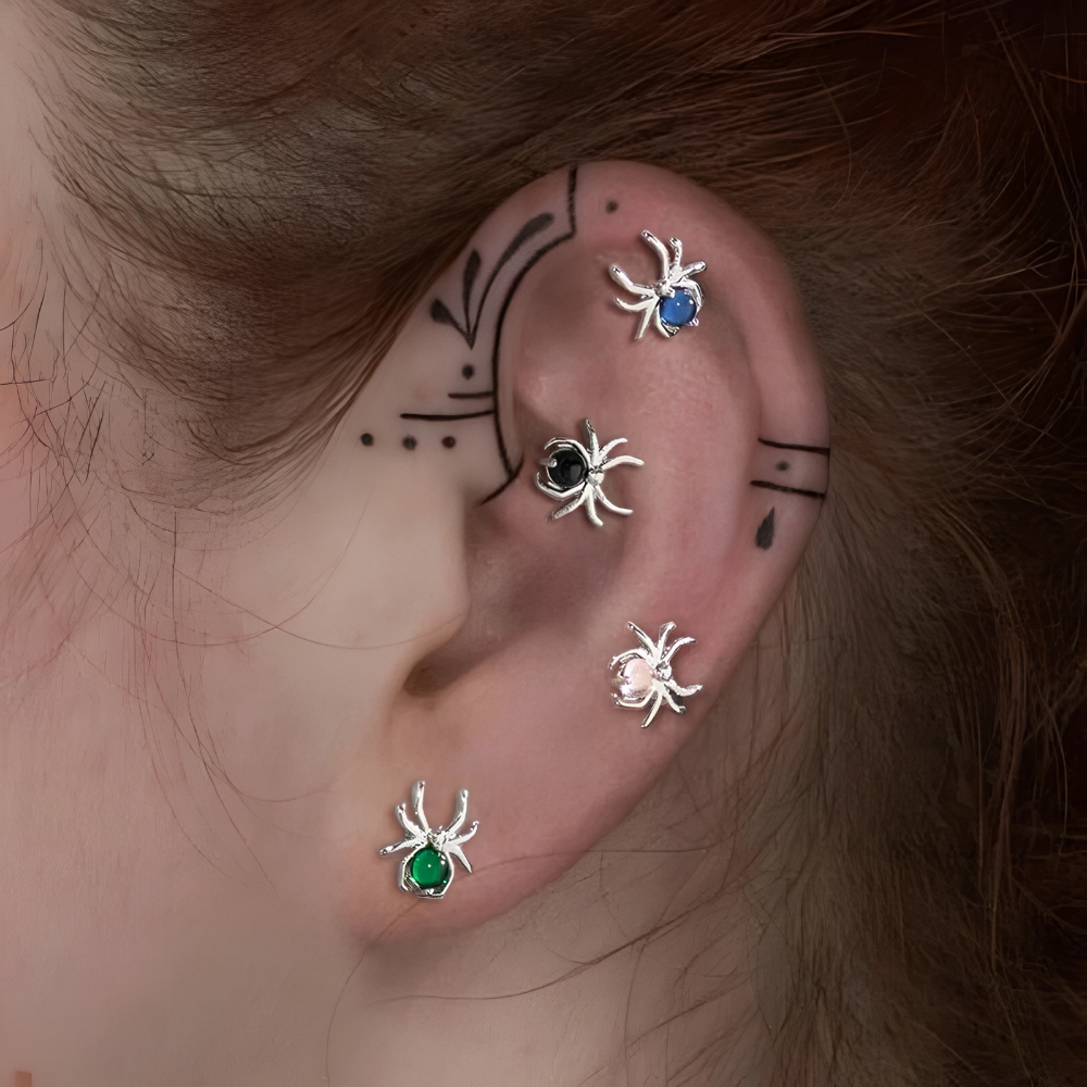 MULTICOLOR SPIDER EARRINGS (PAIR)