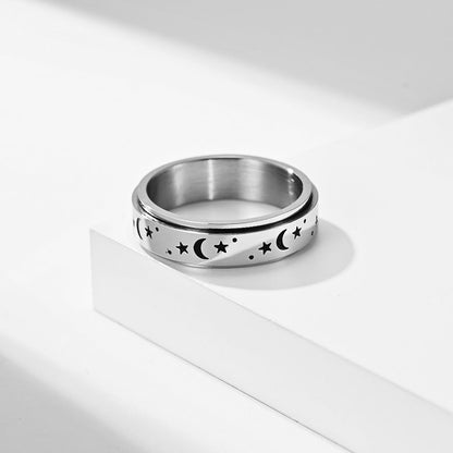 SPINNING MOON & STAR RING