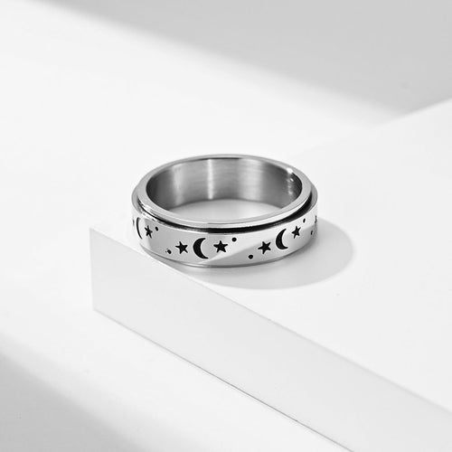 SPINNING MOON & STAR RING